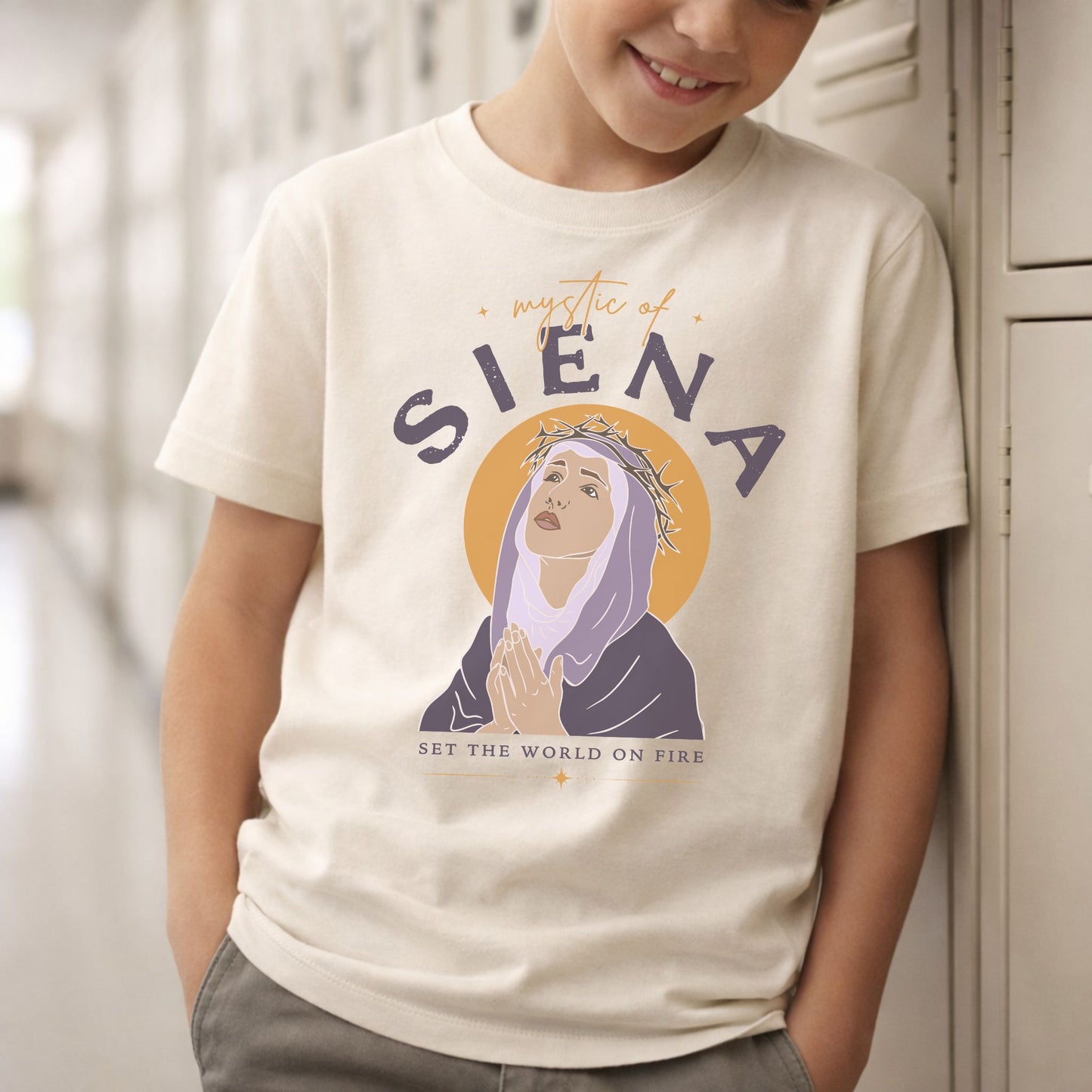 Siena Youth Short Sleeve T-Shirt in Black, Natural, White